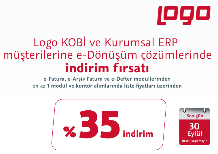Logo KOBİ ve Kurumsal ERP  müşterilerine e-Dönüşüm çözümlerinde indirim fırsatı